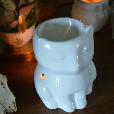 Brûleur pour fondant parfumé, Chat blanc