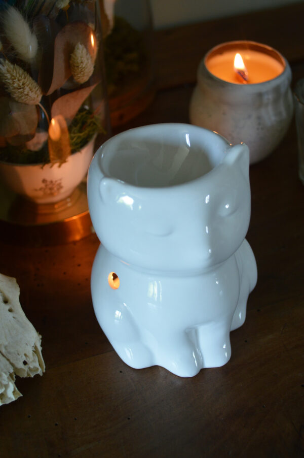 Brûleur pour fondant parfumé, Chat blanc