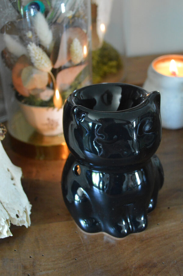 Brûleur pour fondant parfumé, Chat noir