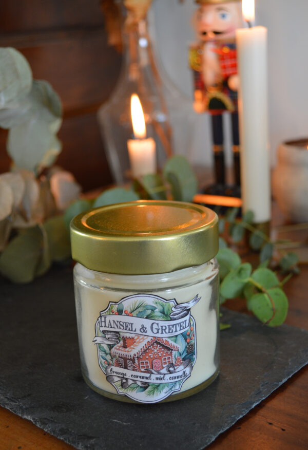 Bougie parfumée dans bocal en verre, Hansel et Gretel