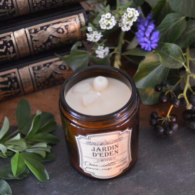 Bougie parfumée dans un pot apothicaire ambré, Jardin d'Eden