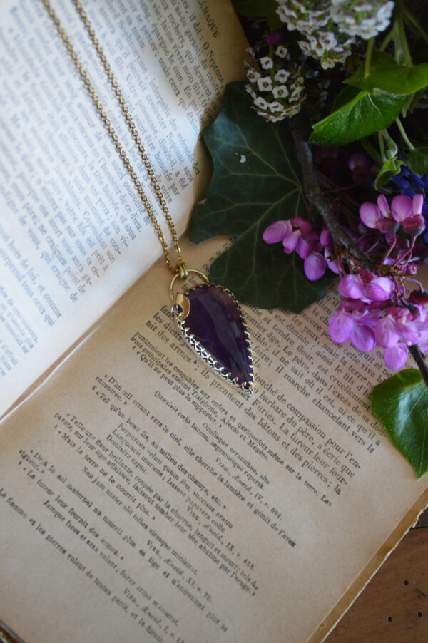 Pendentif améthyste goutte et petite lune – Image 3