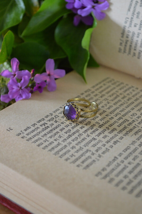 Bague Bouton d'améthyste – Image 2