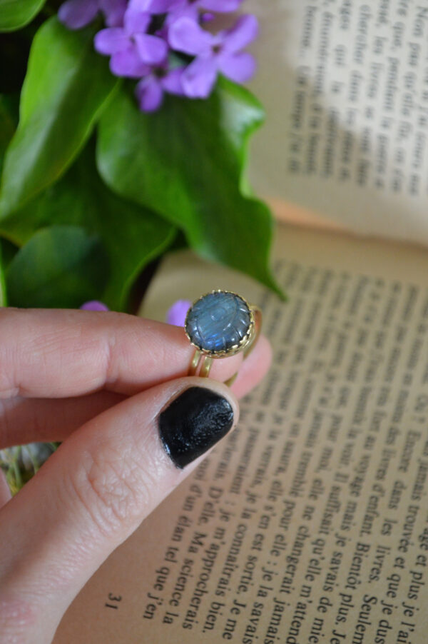 Bague Troisième œil, labradorite gravée – Image 4