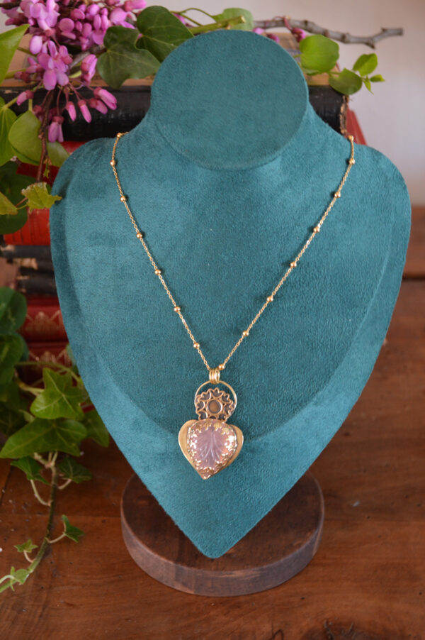 Pendentif façon Ex Voto et quartz rose – Image 2
