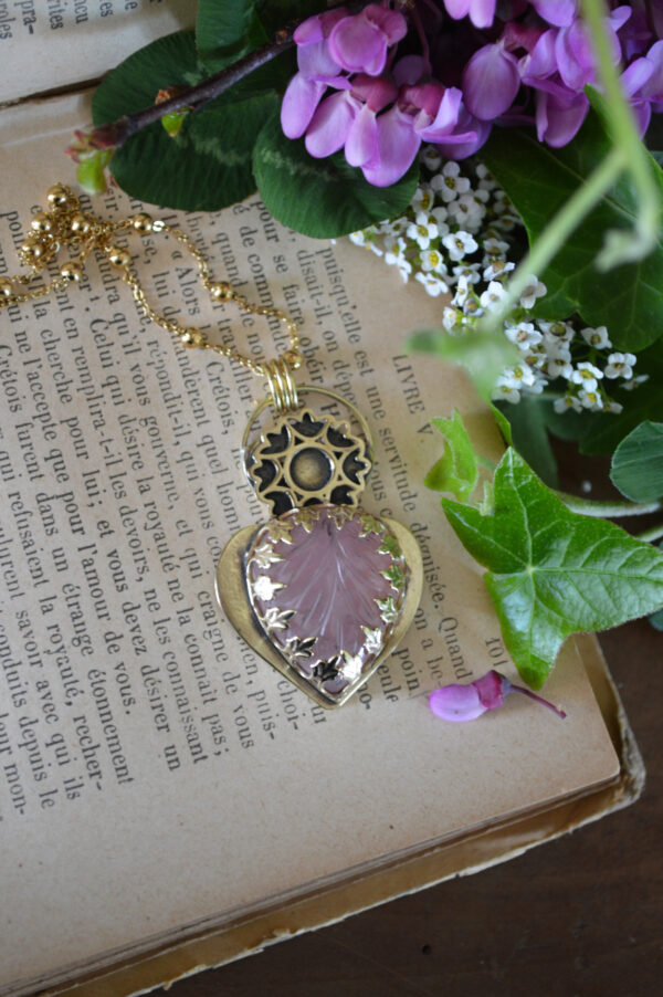 Pendentif façon Ex Voto et quartz rose – Image 3