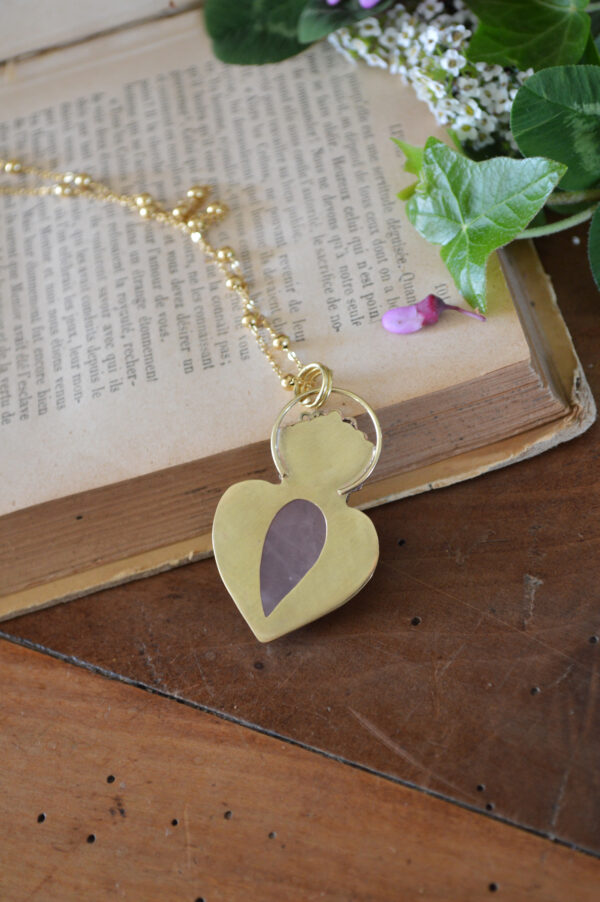 Pendentif façon Ex Voto et quartz rose – Image 4