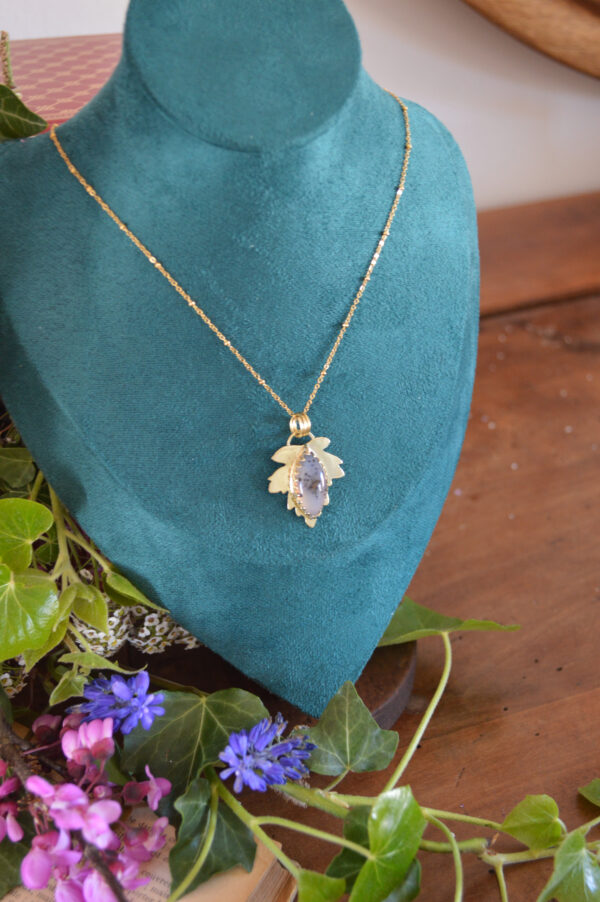 Pendentif feuille et agate du Montana – Image 2