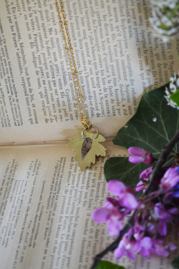Pendentif feuille et agate du Montana – Image 5