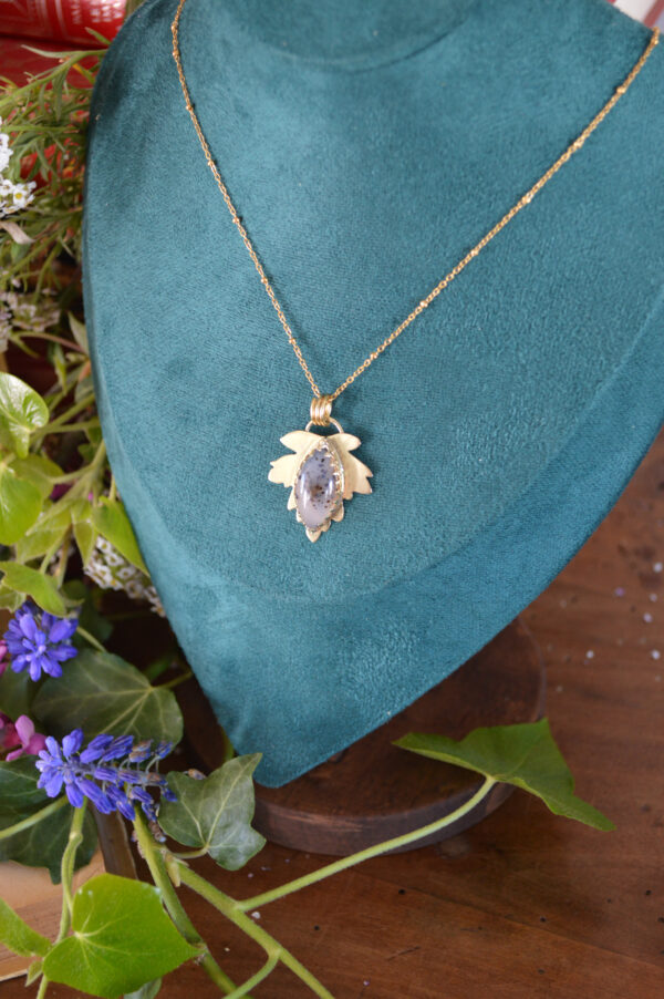 Pendentif feuille et agate du Montana – Image 3