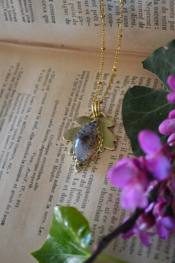 Pendentif feuille et agate du Montana – Image 4
