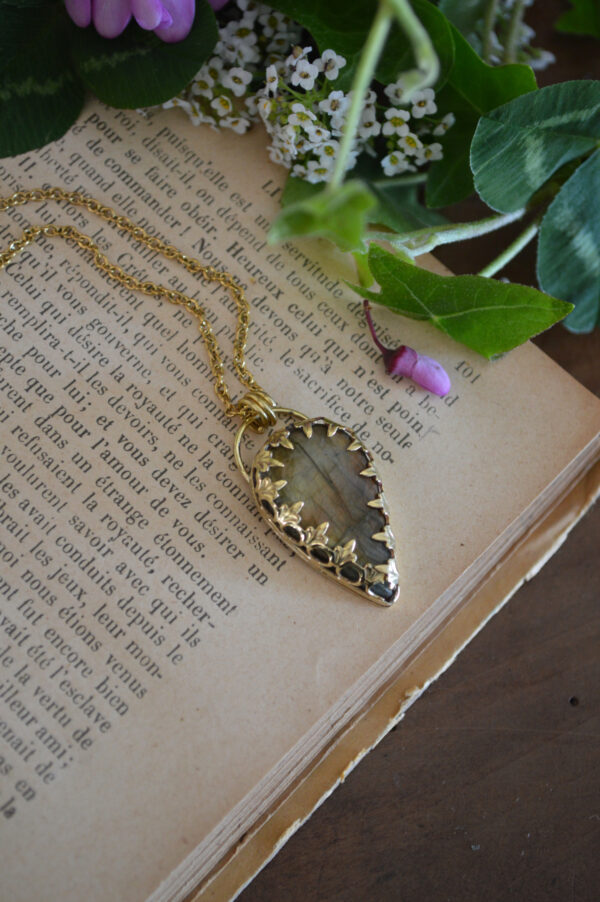 Pendentif goutte et labradorite jaune – Image 3