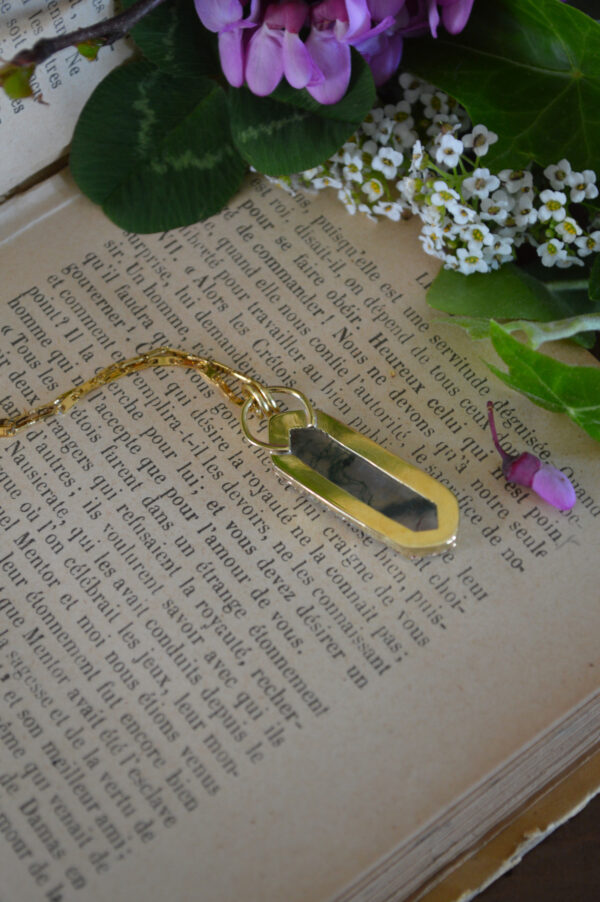 Pendentif simple, agate mousse hexagonale – Image 5