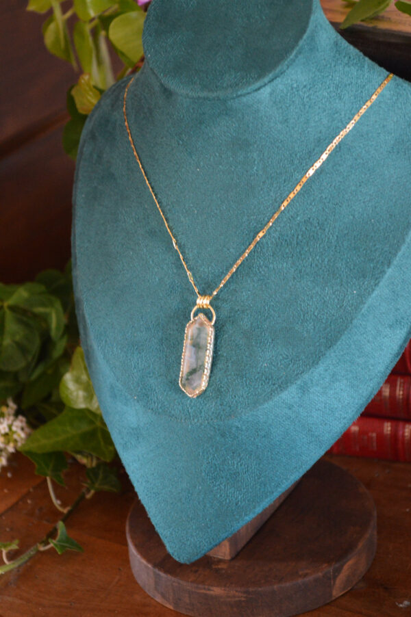 Pendentif simple, agate mousse hexagonale – Image 4