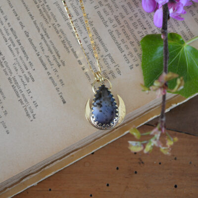 Pendentif lunaire et agate dendritique
