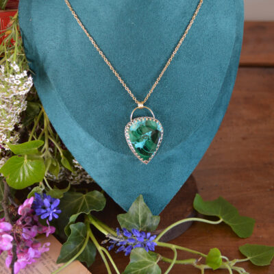 Pendentif goutte malachite chrysocolle