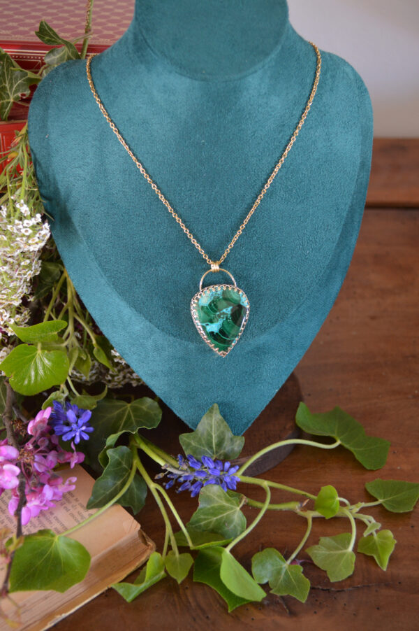 Pendentif goutte malachite chrysocolle