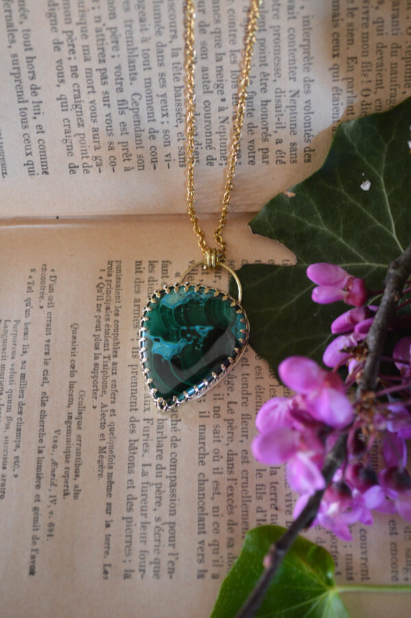 Pendentif goutte malachite chrysocolle – Image 3