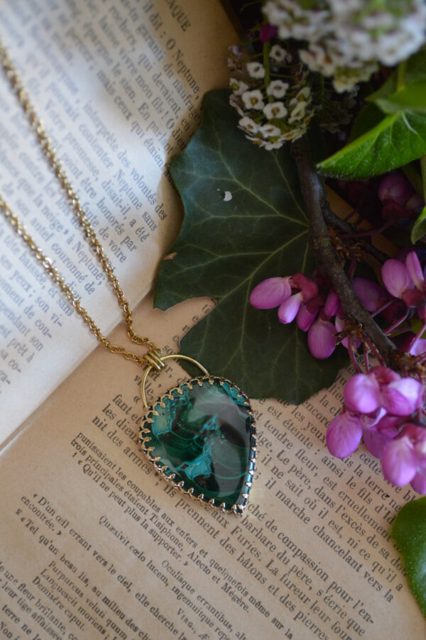 Pendentif goutte malachite chrysocolle – Image 4