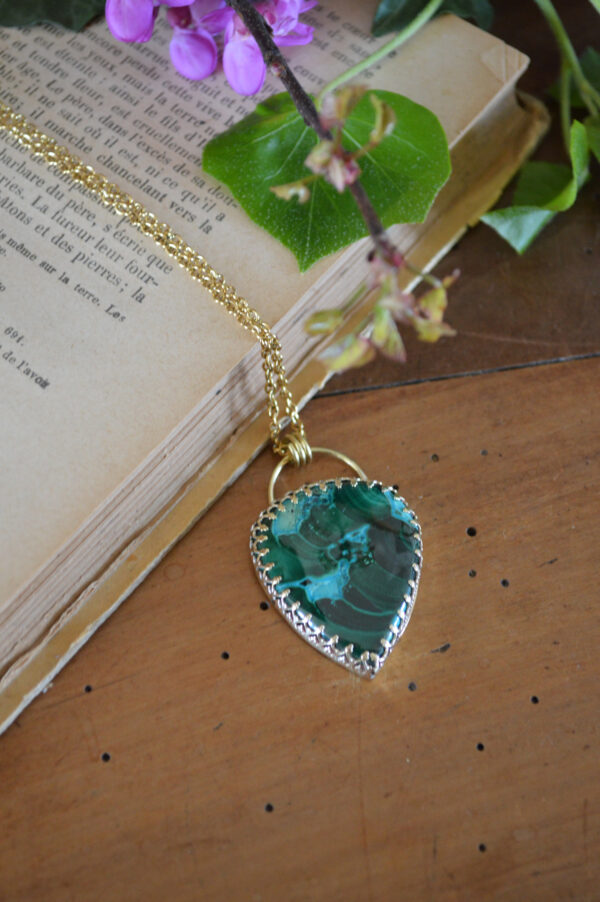 Pendentif goutte malachite chrysocolle – Image 2
