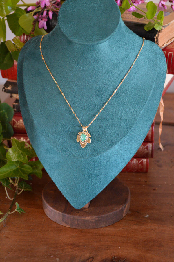 Pendentif petite feuille et malachite – Image 2
