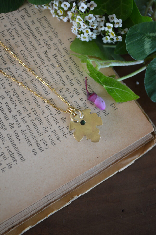 Pendentif petite feuille et malachite – Image 5