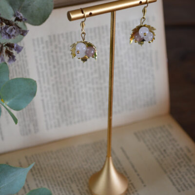 Boucles d'oreilles Baies sylvestres, quartz rose et quartz fraise