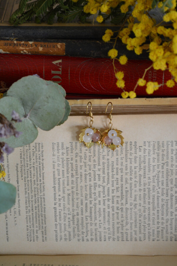 Boucles d'oreilles Baies sylvestres, quartz rose et quartz fraise – Image 2