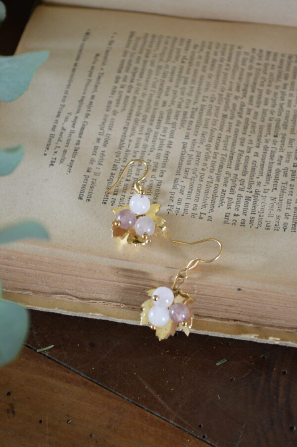Boucles d'oreilles Baies sylvestres, quartz rose et quartz fraise – Image 3