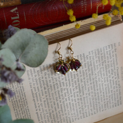 Boucles d'oreilles Liens de Perséphone, perles de grenat