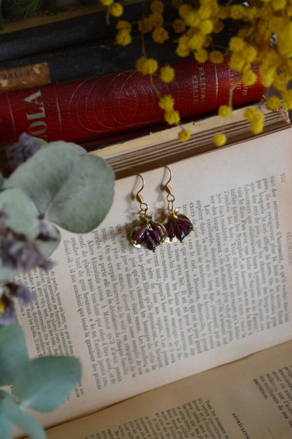 Boucles d'oreilles Liens de Perséphone, perles de grenat