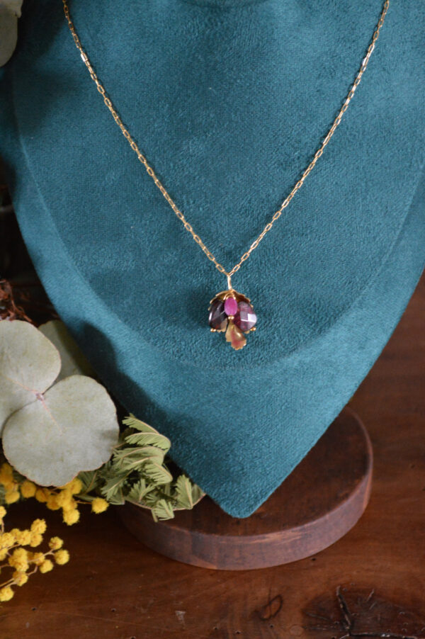 Pendentif Baies sylvestres, grenat et rubis