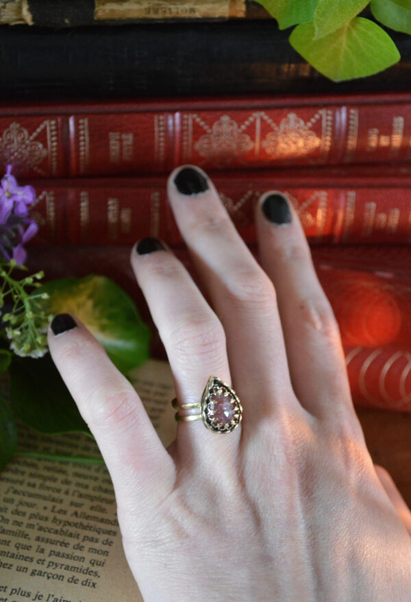 Bague Larme de nymphe, quartz fraise – Image 4
