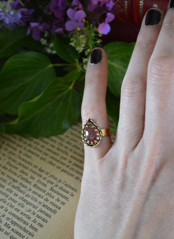 Bague Larme de nymphe, quartz fraise (petite taille) – Image 3