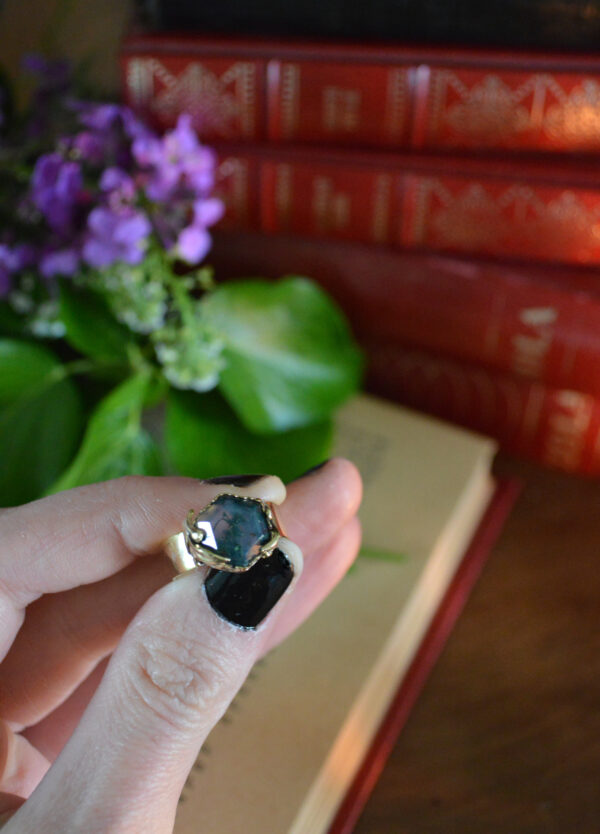 Bague Promesse d'Artémis, agate mousse