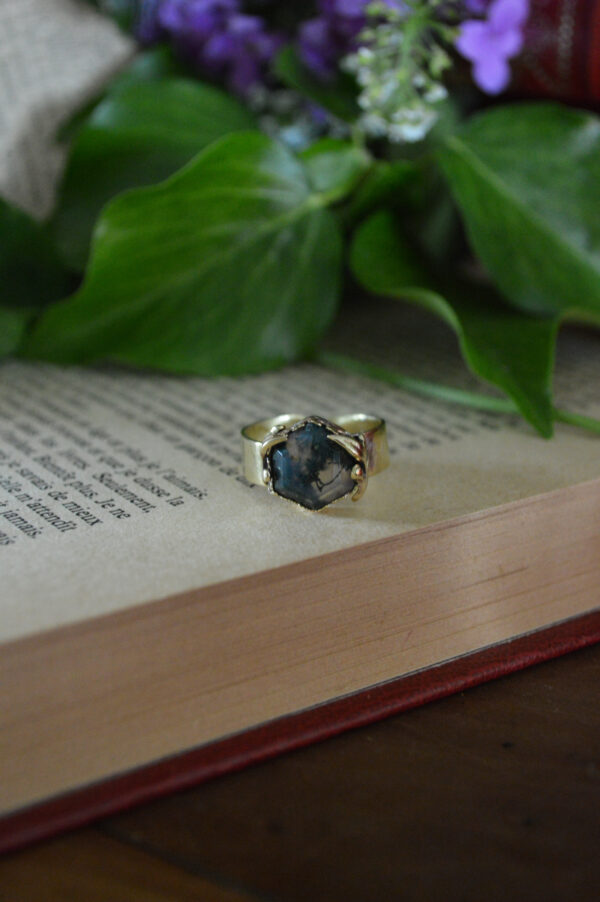 Bague Promesse d'Artémis, agate mousse – Image 2