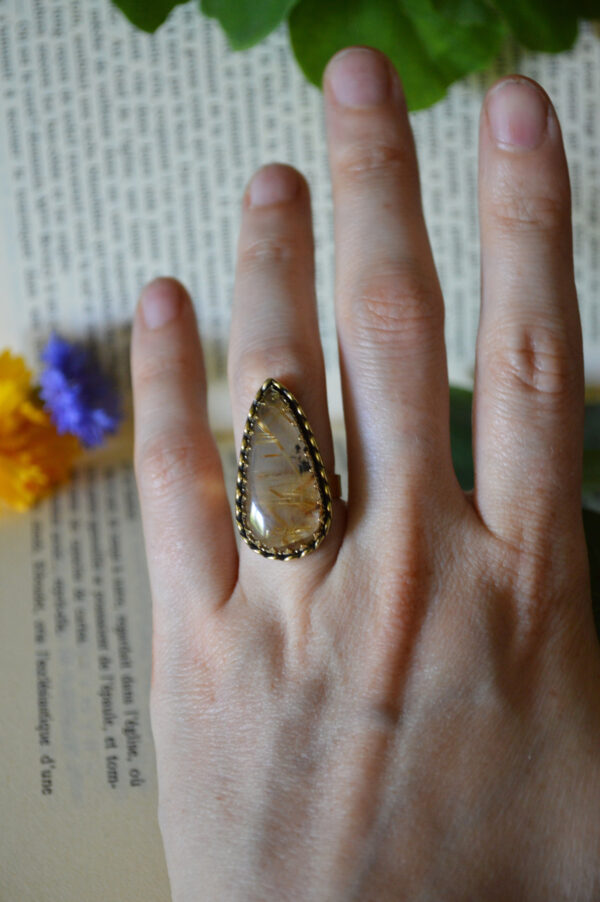 Bague Larme d'Hélios, quartz rutilé doré – Image 4