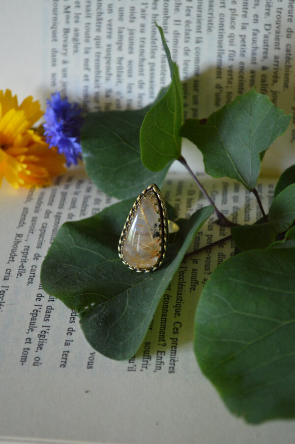 Bague Larme d'Hélios, quartz rutilé doré – Image 2