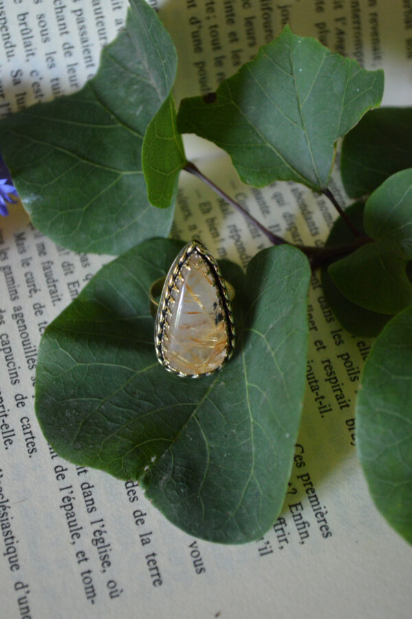 Bague Larme d'Hélios, quartz rutilé doré – Image 3