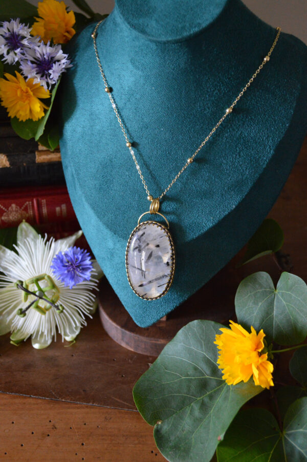 Large pendentif Faveurs d'Arès, quartz rutilé noir – Image 3
