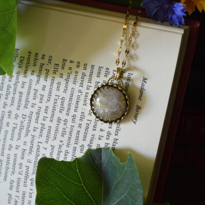 Pendentif Hélios, quartz rutilé doré