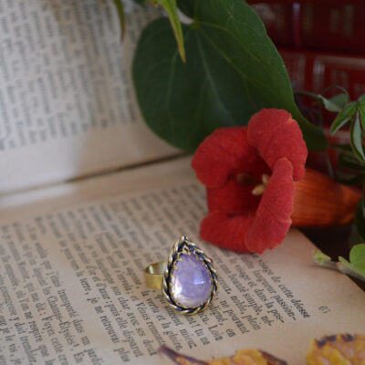 Bague Larme de Jupiter, quartz lavande