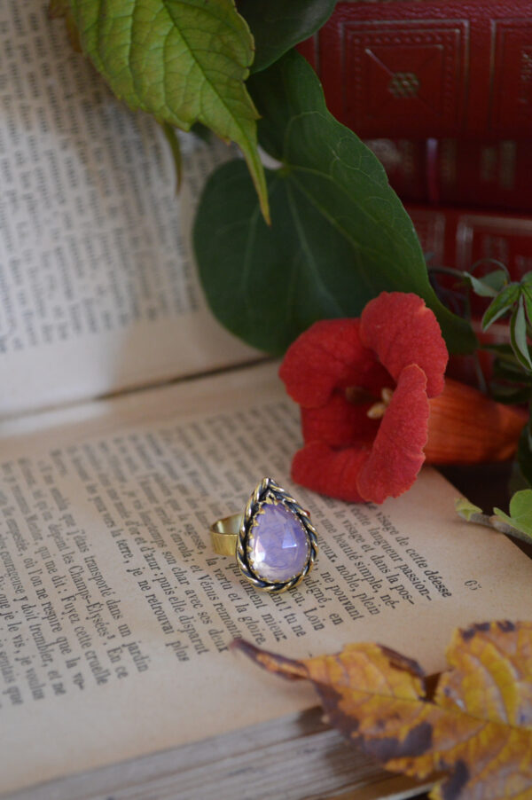 Bague Larme de Jupiter, quartz lavande