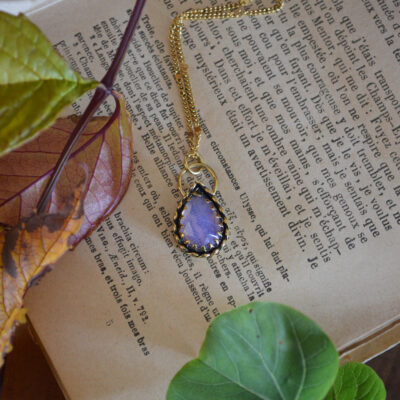 Pendentif Larme de Jupiter, quartz lavande
