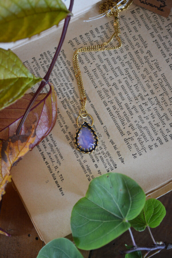 Pendentif Larme de Jupiter, quartz lavande