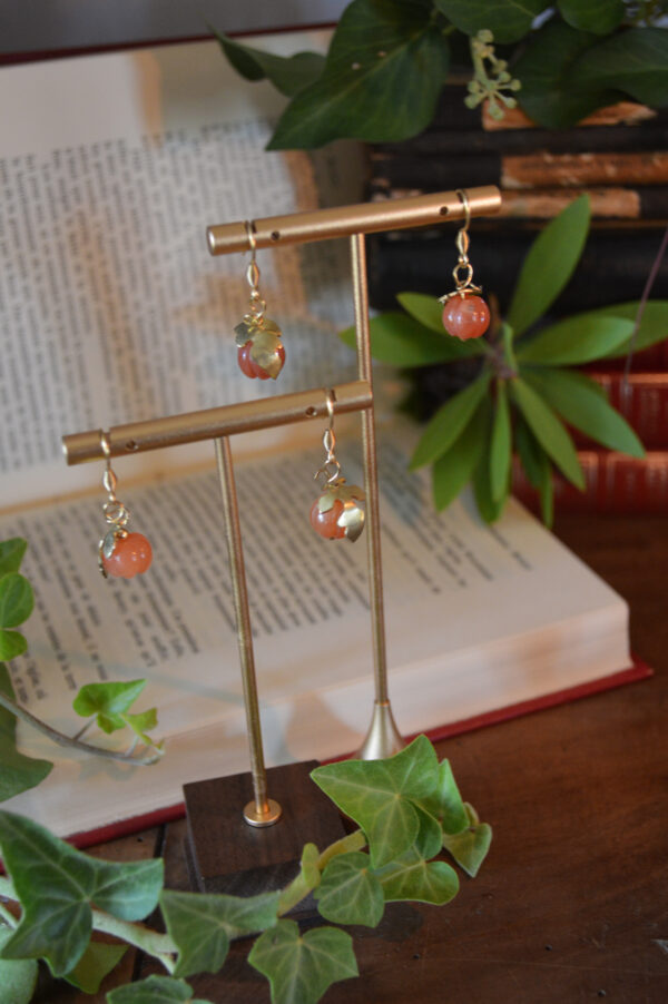 Boucles d'oreille Nuances d'Automne, jade orange – Image 3