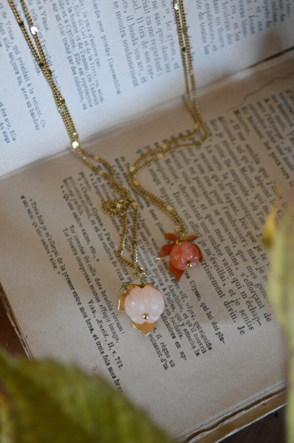 Pendentif Nuances d'Automne, jade orange