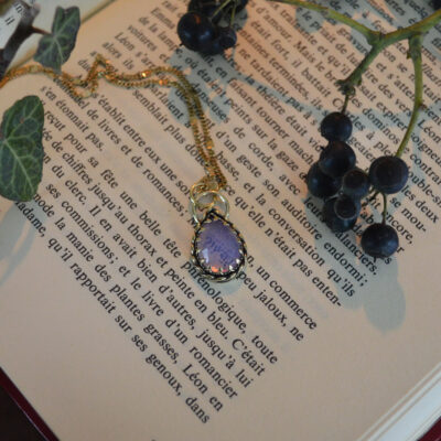 Pendentif Larme de Jupiter, quartz lavande