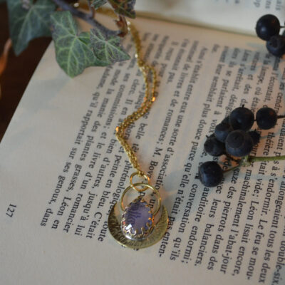 Pendentif Séléné, quartz lavande