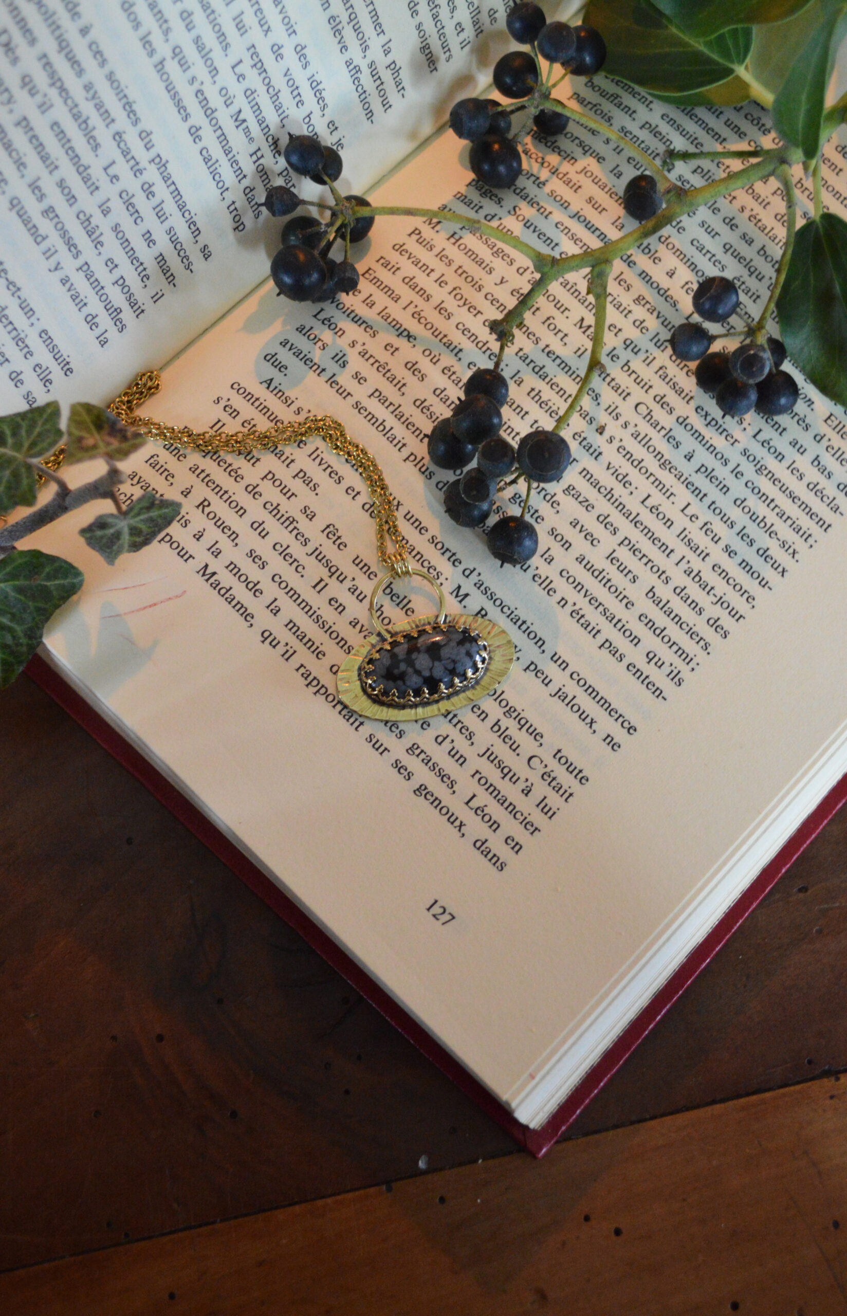 Pendentif Skadi, obsidienne flocon de neige – Image 3